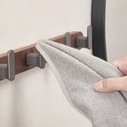 Gancio da Parete in Legno di Noce e Alluminio 3-5 File per Asciugamani da Bagno