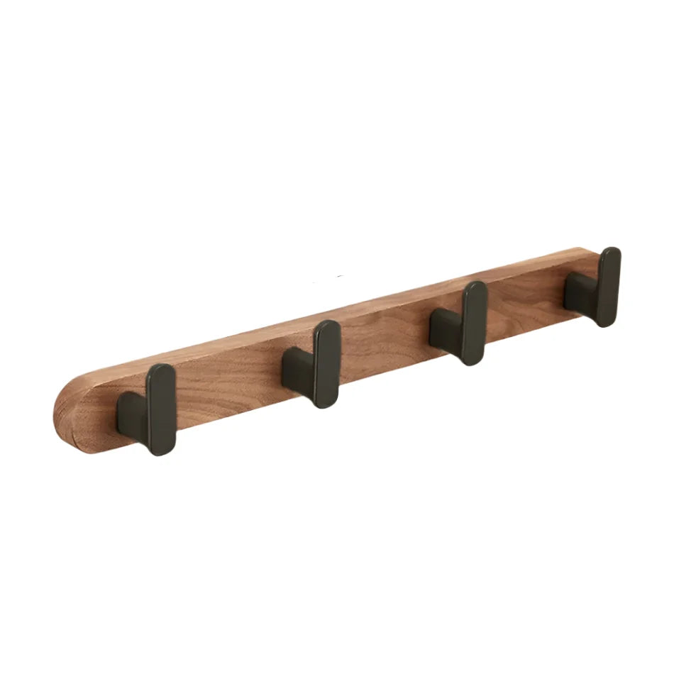 Gancio da Parete in Legno di Noce e Alluminio 3-5 File per Asciugamani da Bagno