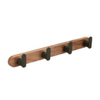 Gancio da Parete in Legno di Noce e Alluminio 3-5 File per Asciugamani da Bagno