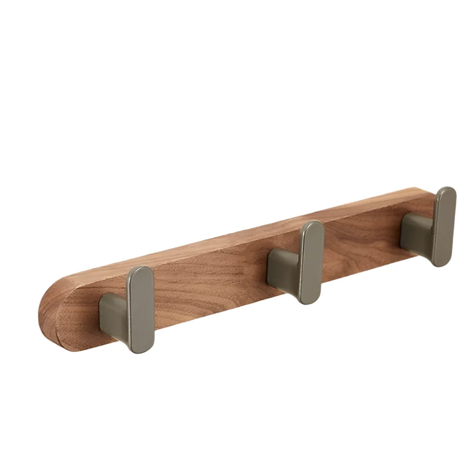 Gancio da Parete in Legno di Noce e Alluminio 3-5 File per Asciugamani da Bagno