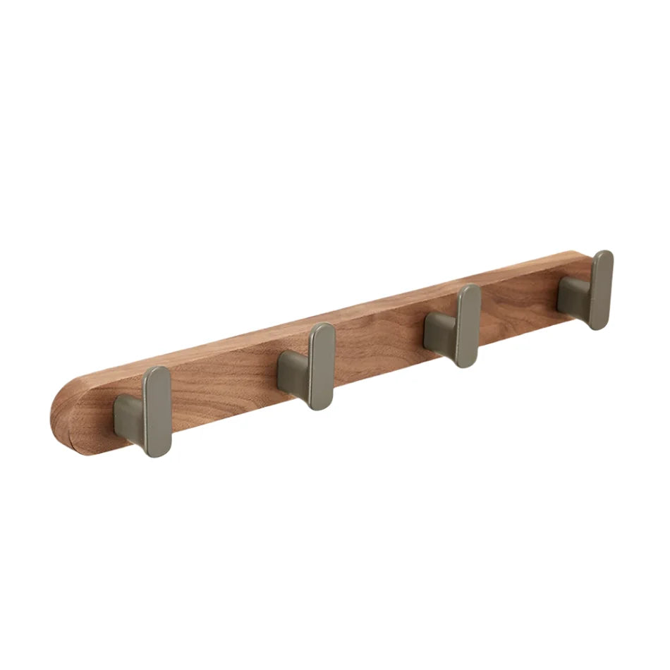 Gancio da Parete in Legno di Noce e Alluminio 3-5 File per Asciugamani da Bagno