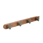 Gancio da Parete in Legno di Noce e Alluminio 3-5 File per Asciugamani da Bagno