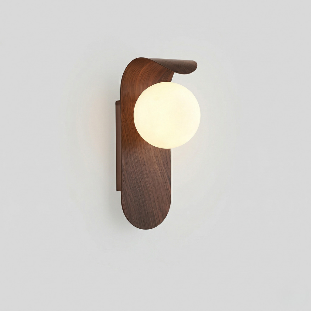 Applique Legno LED Globo Lampada Parete Scandinava