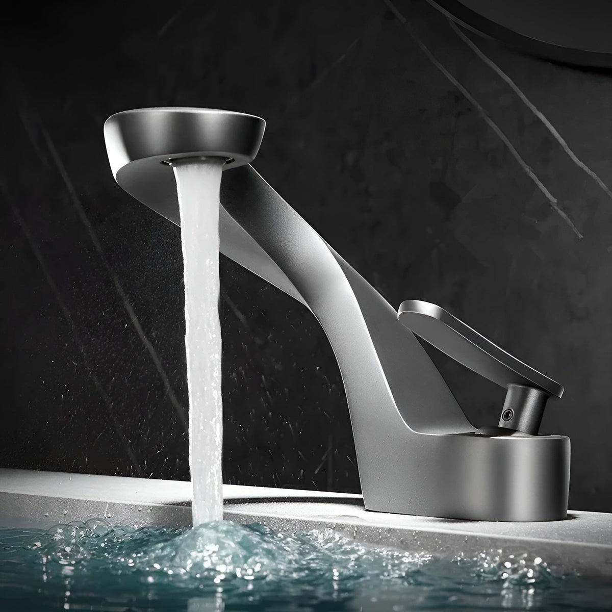 Rubinetto per lavabo con cascata – Moderno ed Elegante | Miscelatore in ottone cromato per bagno acqua calda e fredda