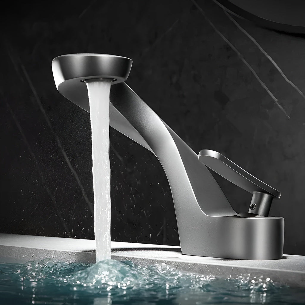 Rubinetto per lavabo con cascata – Moderno ed Elegante | Miscelatore in ottone cromato per bagno acqua calda e fredda