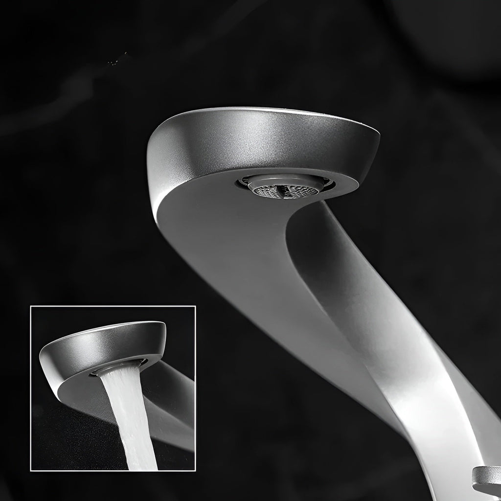 Rubinetto per lavabo con cascata – Moderno ed Elegante | Miscelatore in ottone cromato per bagno acqua calda e fredda