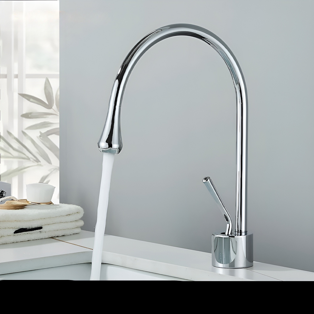 Rubinetto da lavabo in ottica spazzolata – Rubinetto a colonna, miscelatore caldo-freddo, rubinetto in ottone per la zona giorno
