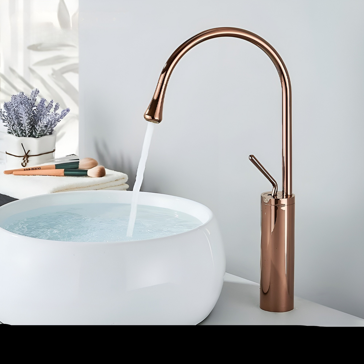 Rubinetto da lavabo in ottica spazzolata – Rubinetto a colonna, miscelatore caldo-freddo, rubinetto in ottone per la zona giorno