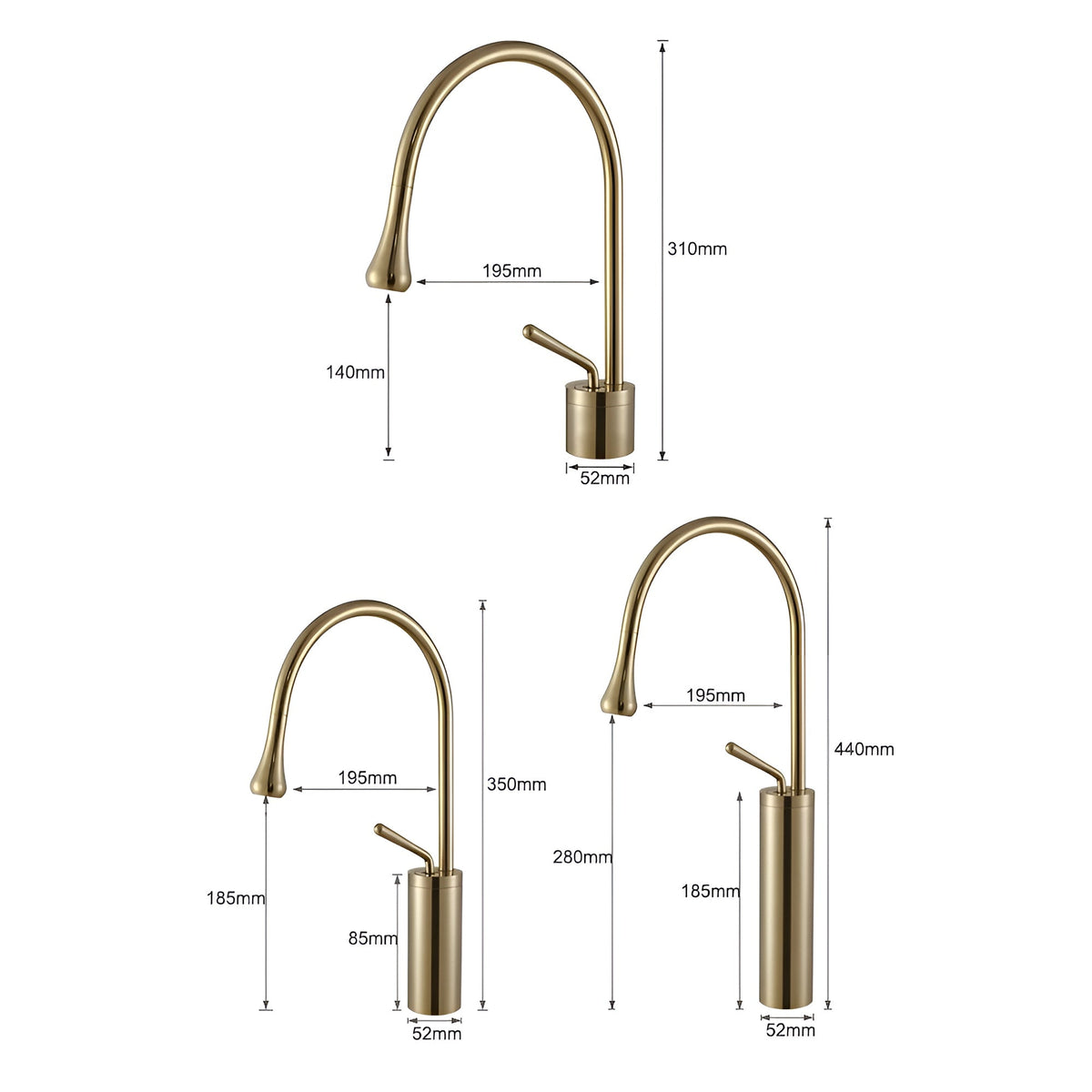 Rubinetto da lavabo in finitura spazzolata – Rubinetto monocomando, miscelatore caldo-freddo, rubinetto in ottone per la zona giorno