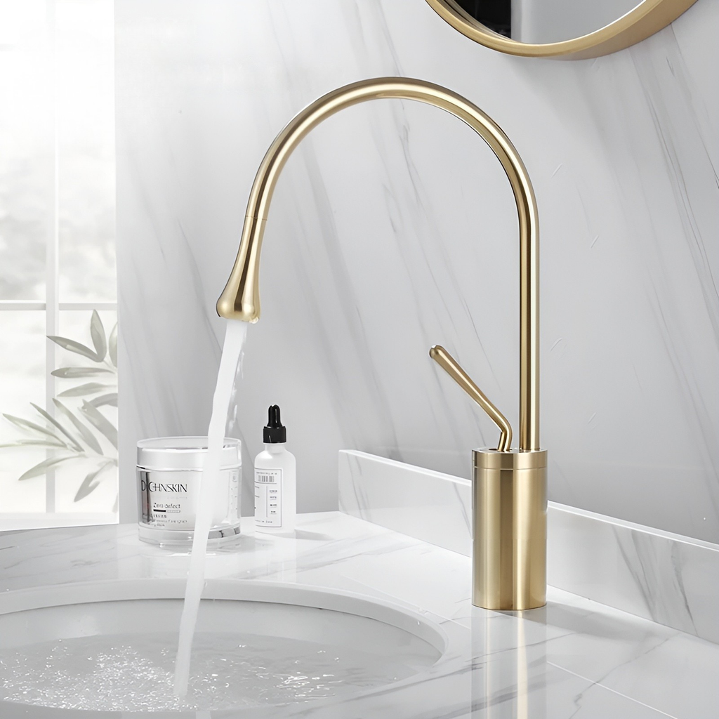 Rubinetto da lavabo in finitura spazzolata – Rubinetto monocomando, miscelatore caldo-freddo, rubinetto in ottone per la zona giorno