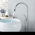 Rubinetto da lavabo in ottica spazzolata – Rubinetto a colonna, miscelatore caldo-freddo, rubinetto in ottone per la zona giorno