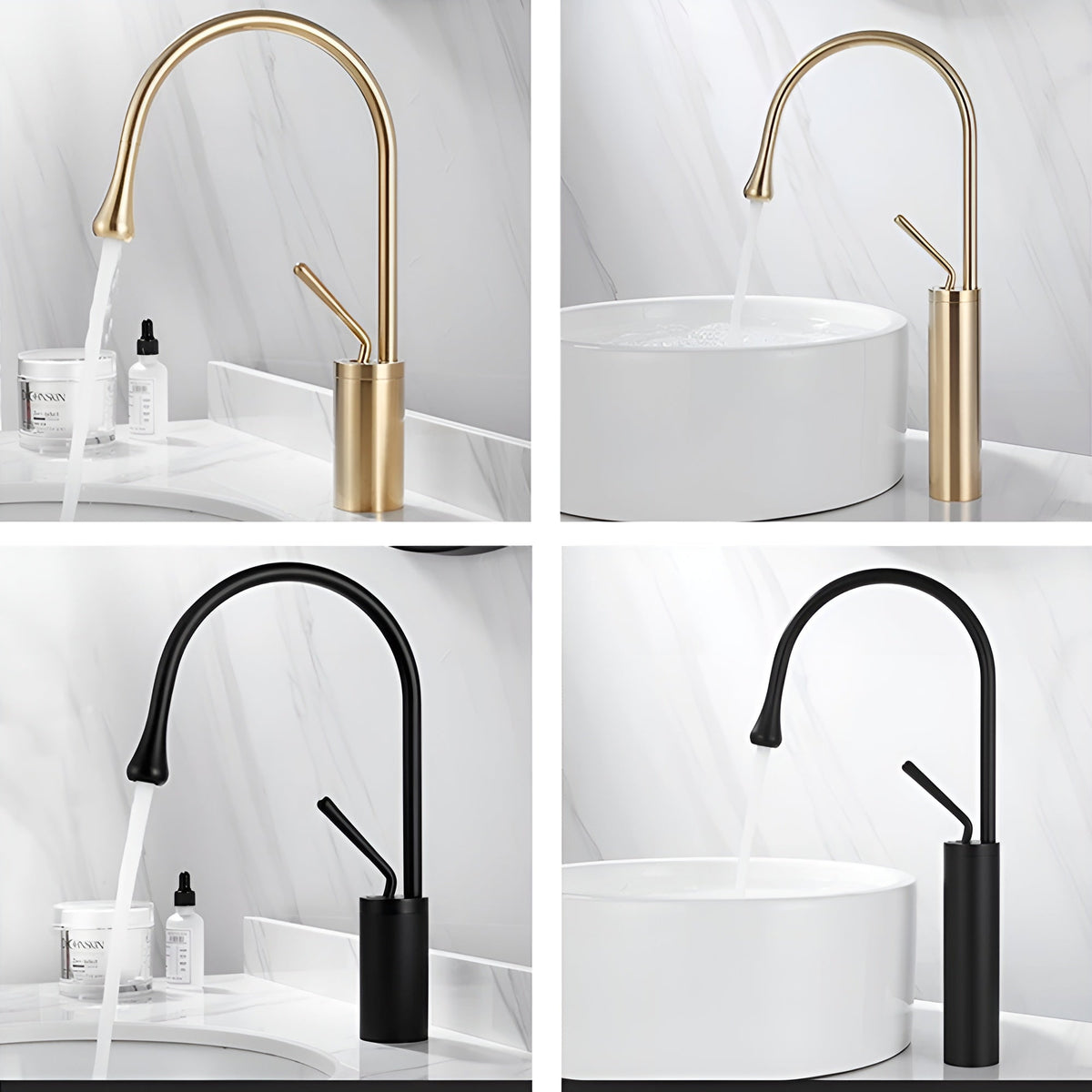 Rubinetto da lavabo in ottica spazzolata – Rubinetto a colonna, miscelatore caldo-freddo, rubinetto in ottone per la zona giorno