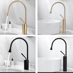 Rubinetto da lavabo in finitura spazzolata – Rubinetto monocomando, miscelatore caldo-freddo, rubinetto in ottone per la zona giorno