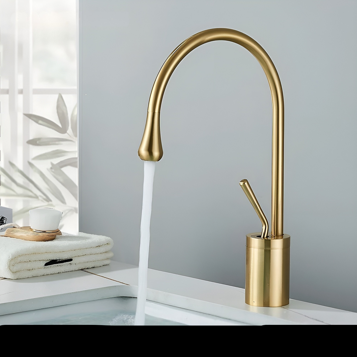 Rubinetto da lavabo in ottica spazzolata – Rubinetto a colonna, miscelatore caldo-freddo, rubinetto in ottone per la zona giorno