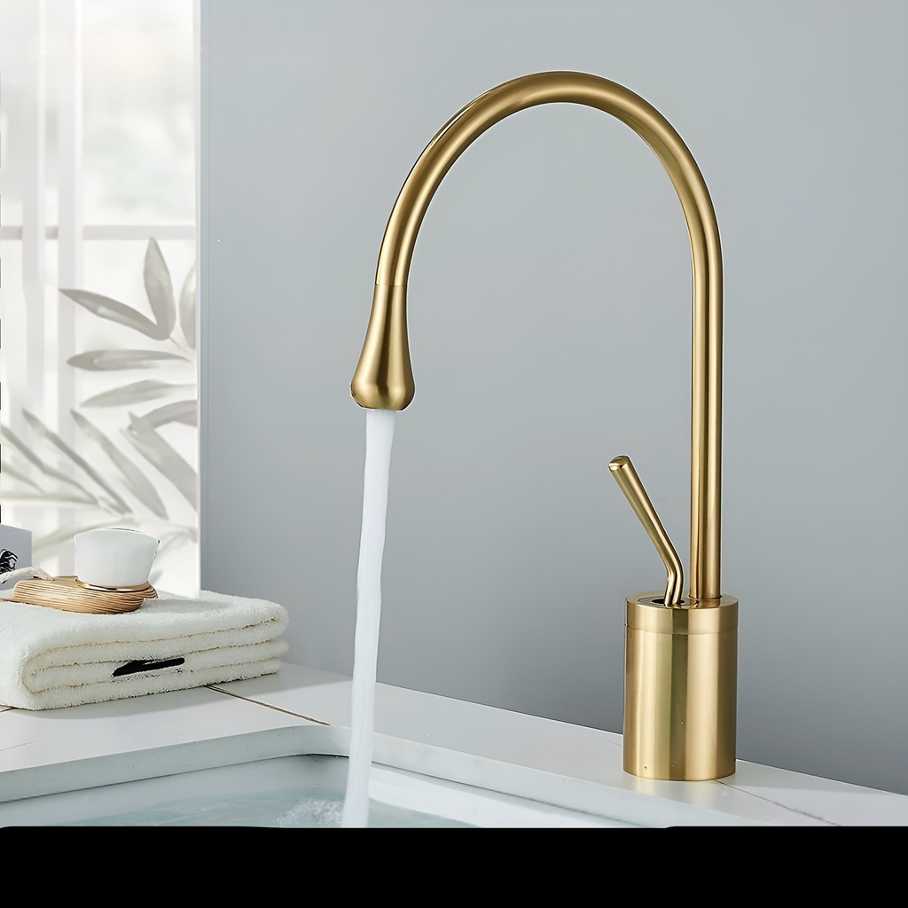 Rubinetto da lavabo in finitura spazzolata – Rubinetto monocomando, miscelatore caldo-freddo, rubinetto in ottone per la zona giorno