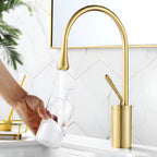 Rubinetto da lavabo in finitura spazzolata – Rubinetto monocomando, miscelatore caldo-freddo, rubinetto in ottone per la zona giorno