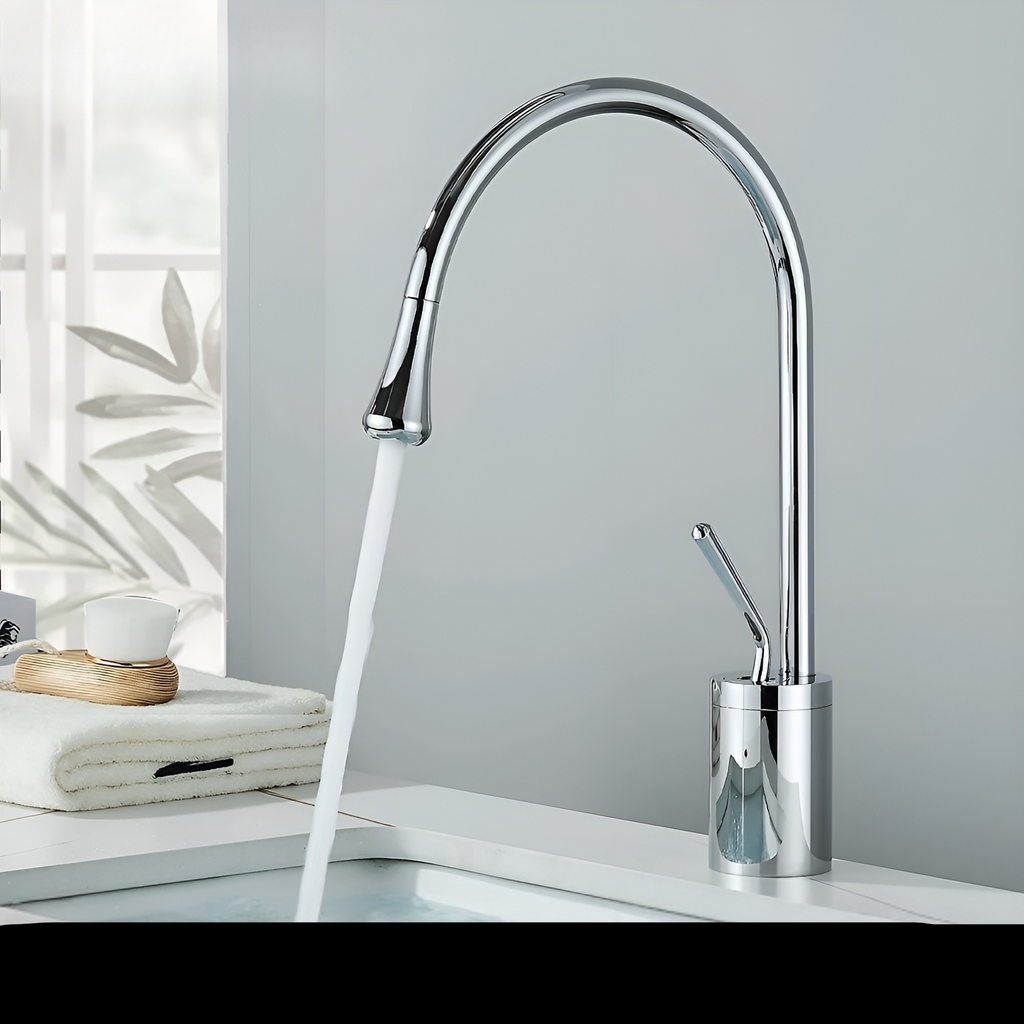 Rubinetto da lavabo in ottica spazzolata – Rubinetto a colonna, miscelatore caldo-freddo, rubinetto in ottone per la zona giorno