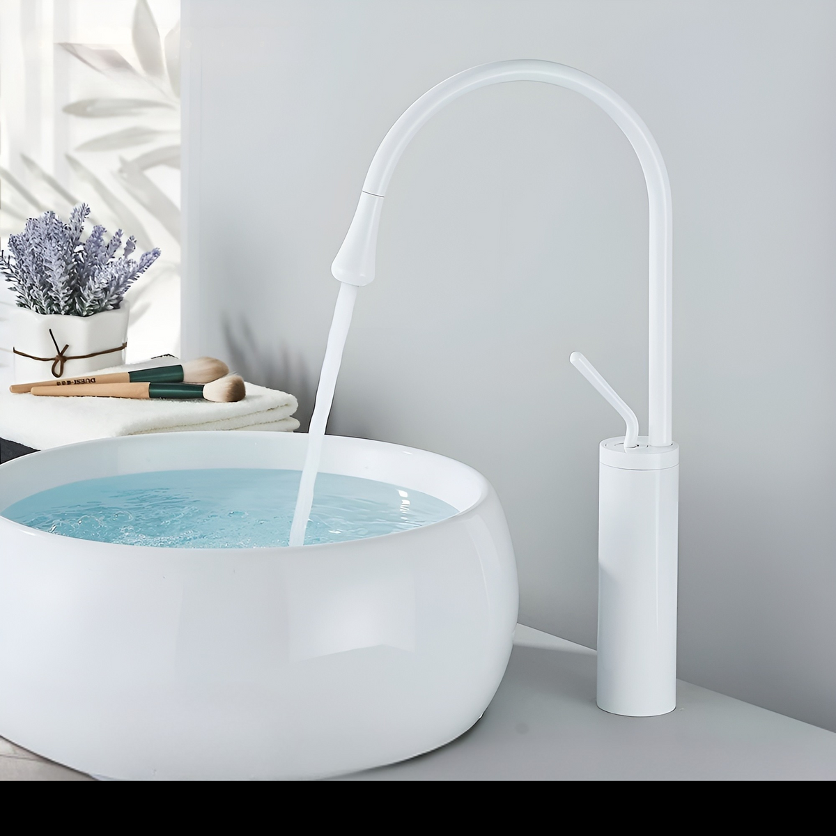 Rubinetto da lavabo in finitura spazzolata – Rubinetto monocomando, miscelatore caldo-freddo, rubinetto in ottone per la zona giorno