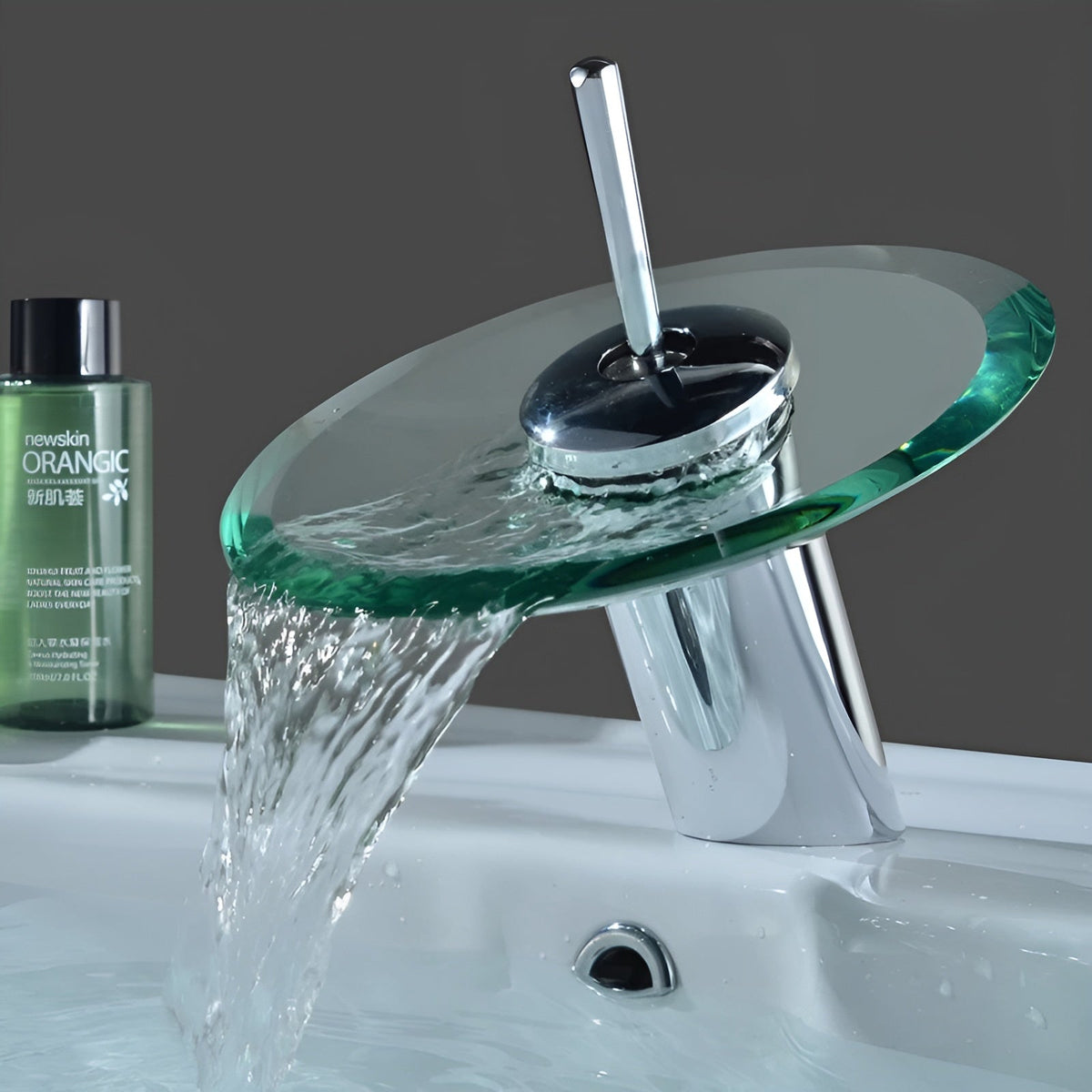 Rubinetto da lavabo con cascata – Elegante e moderno | Miscelatore monocomando in cromo per bagno