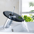 Rubinetto da lavabo con cascata – Elegante e moderno | Miscelatore monocomando in cromo per bagno