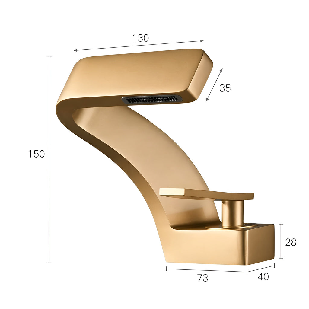 Rubinetto a cascata per lavabo – Miscelatore in ottone con acqua calda e fredda | Elegante per bagno e WC ospiti