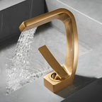 Rubinetto a cascata per lavabo – Rubinetto in ottone con acqua calda e fredda | Elegante per bagno e WC ospiti
