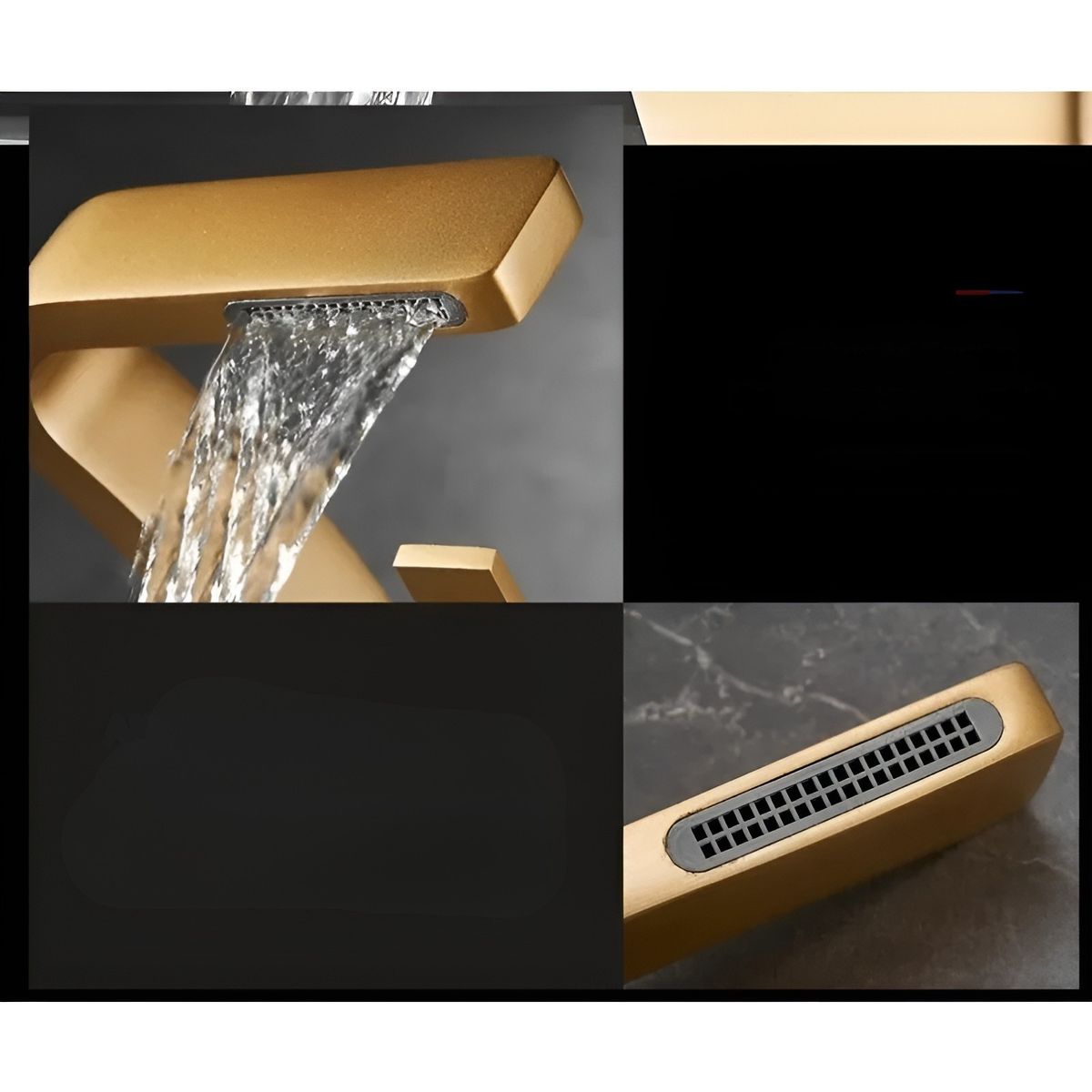 Rubinetto a cascata per lavabo – Rubinetto in ottone con acqua calda e fredda | Elegante per bagno e WC ospiti