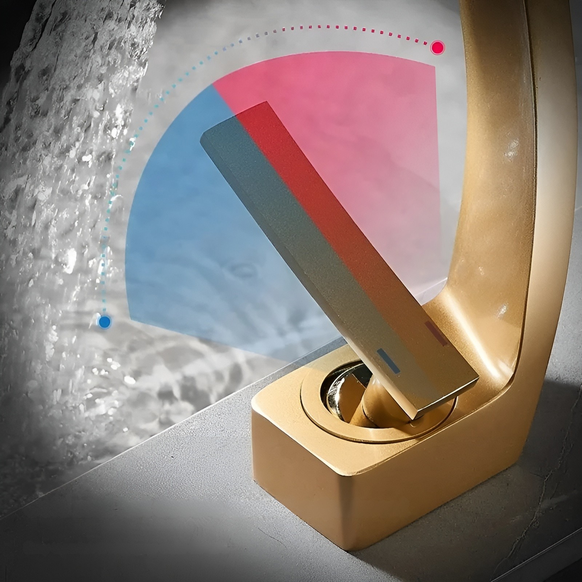 Rubinetto a cascata per lavabo – Miscelatore in ottone con acqua calda e fredda | Elegante per bagno e WC ospiti