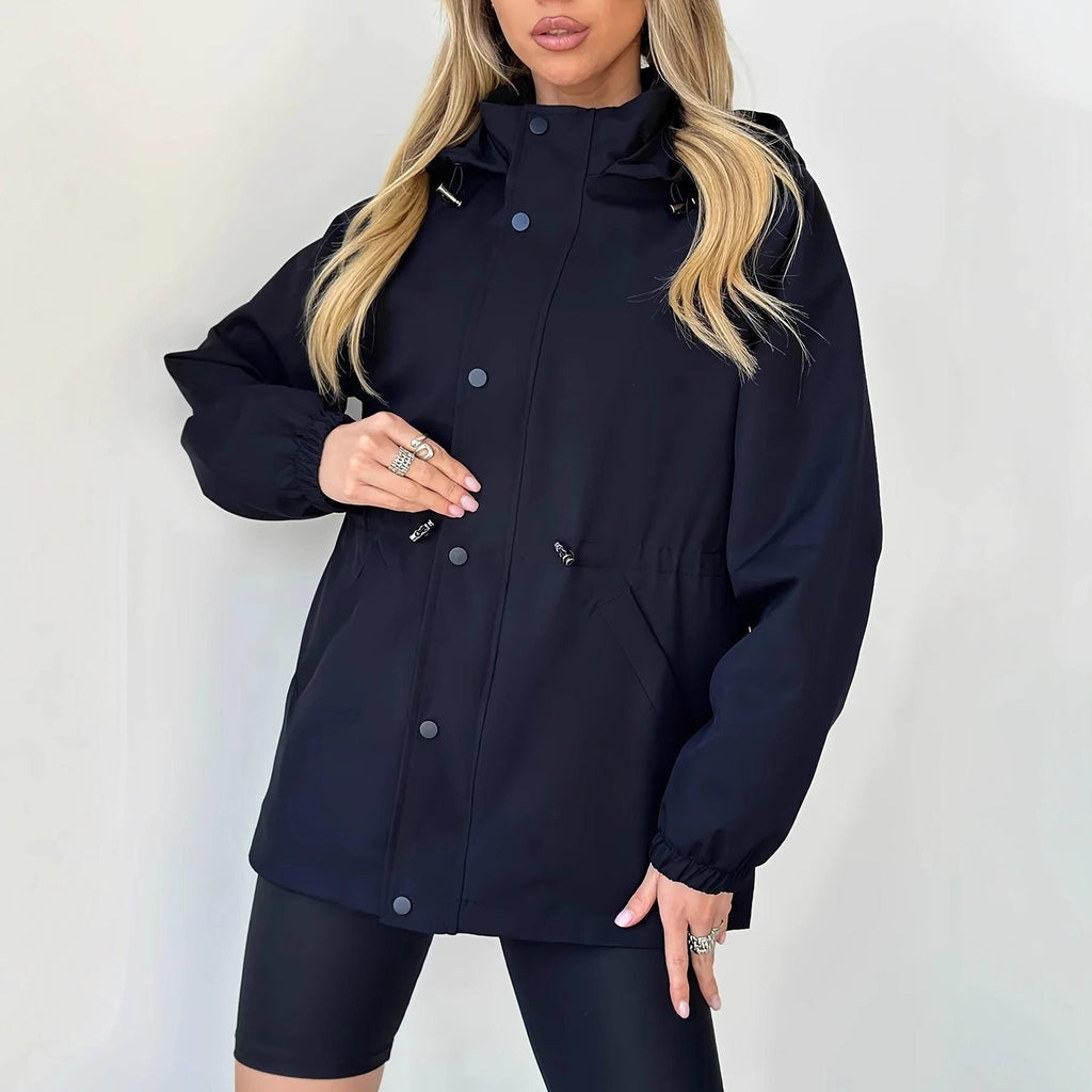 Giacca Impermeabile da Donna con Fodera – Parka Impermeabile con Vita Regolabile
