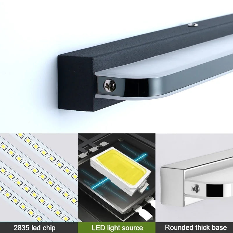 Lampada da Parete a LED con Specchio Impermeabile in Acciaio Inossidabile per Bagno