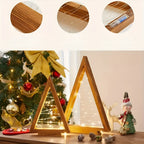 Albero di Natale in legno – Illuminato in Bianco Caldo | Perfetto per Tavolo, Camino & Decorazioni Festive