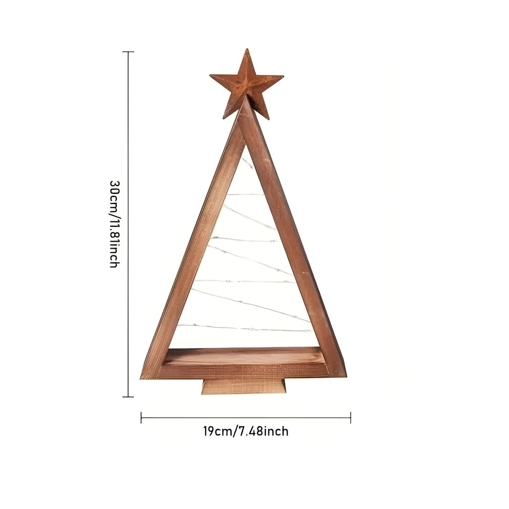 Albero di Natale in legno – Illuminato in Bianco Caldo | Perfetto per Tavolo, Camino & Decorazioni Festive