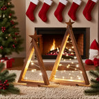 Albero di Natale in legno – Illuminato in Bianco Caldo | Perfetto per Tavolo, Camino & Decorazioni Festive