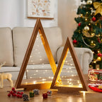 Albero di Natale in legno – Illuminato in Bianco Caldo | Perfetto per Tavolo, Camino & Decorazioni Festive