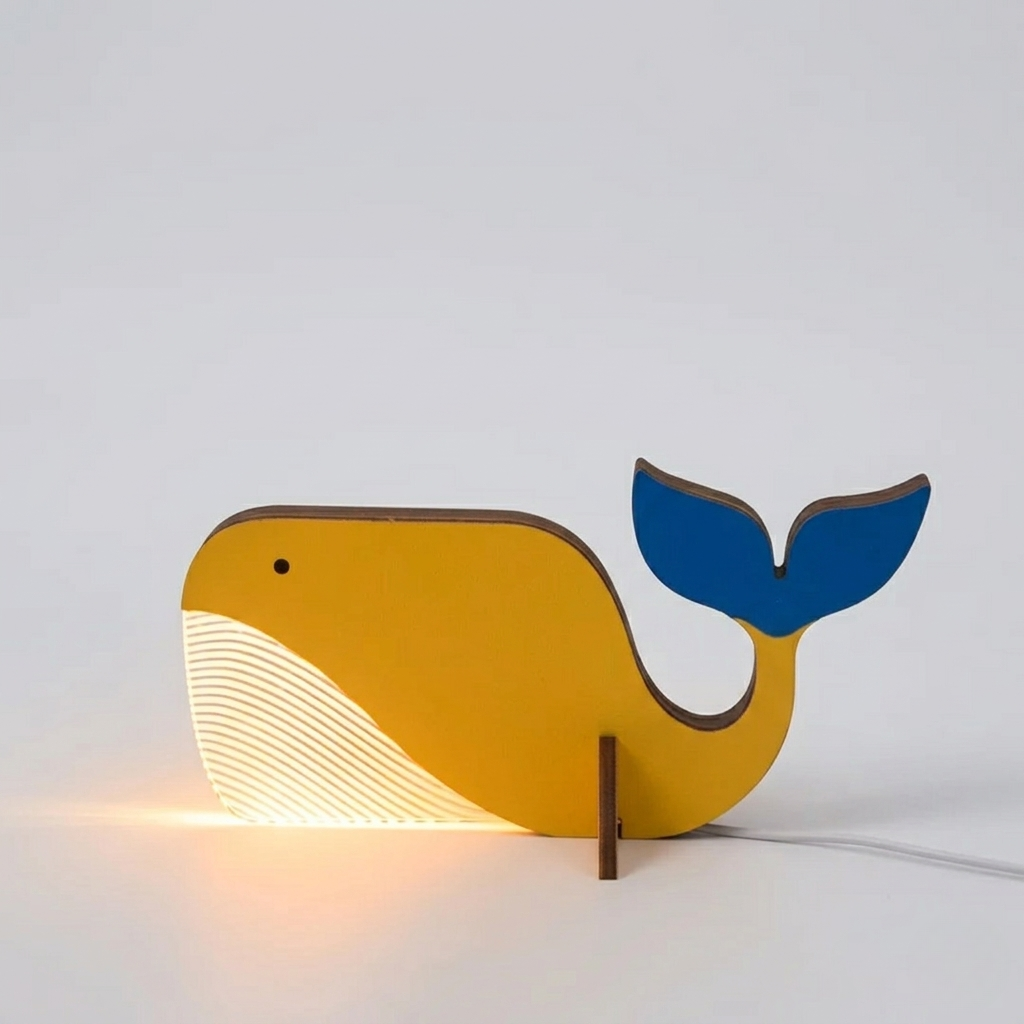 Lampada da Tavolo LED Animale in Legno Luce Notturna Design Scandinavo