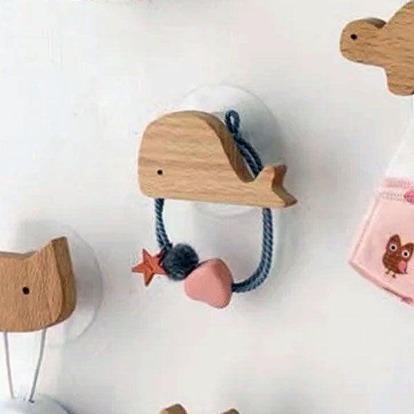 Ganci da Parete in Legno a Forma di Animale - Appendino Adesivo