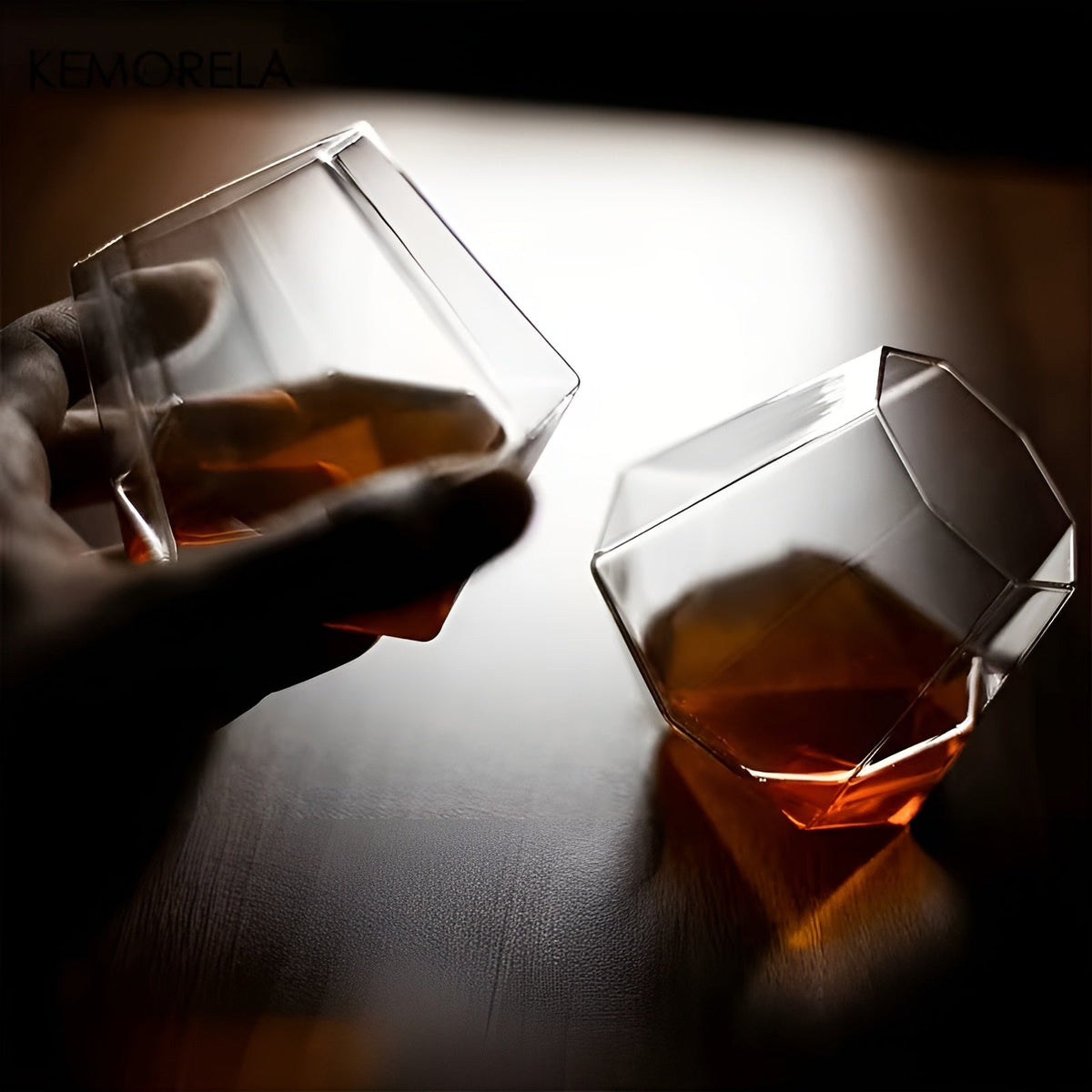 Set di bicchieri da whisky (4–6 pezzi) – Elegante design a diamante senza stelo | Perfetto per whisky, vino e cocktail