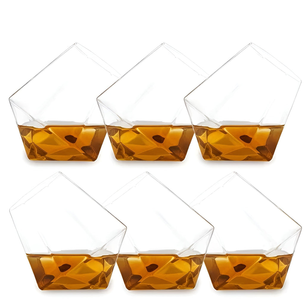 Set di bicchieri da whisky (4–6 pezzi) – Elegante design a diamante senza stelo | Perfetto per whisky, vino e cocktail