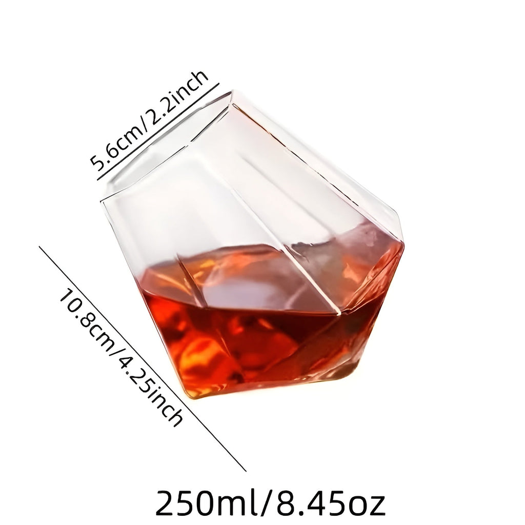 Set di bicchieri da whisky (4–6 pezzi) – Elegante design a diamante senza stelo | Perfetto per whisky, vino e cocktail