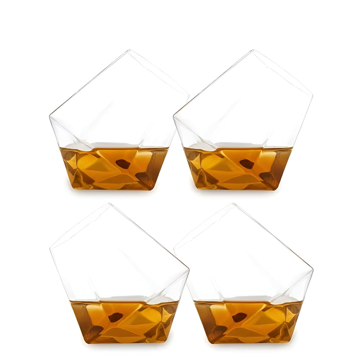 Set di bicchieri da whisky (4–6 pezzi) – Elegante design a diamante senza stelo | Perfetto per whisky, vino e cocktail