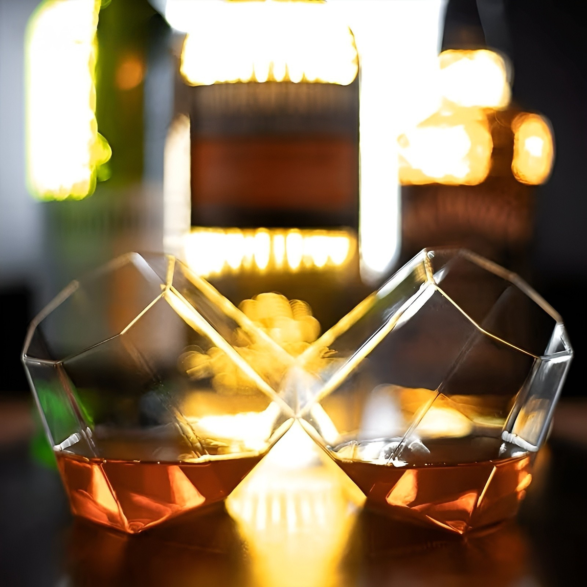 Set di bicchieri da whisky (4–6 pezzi) – Elegante design a diamante senza stelo | Perfetto per whisky, vino e cocktail