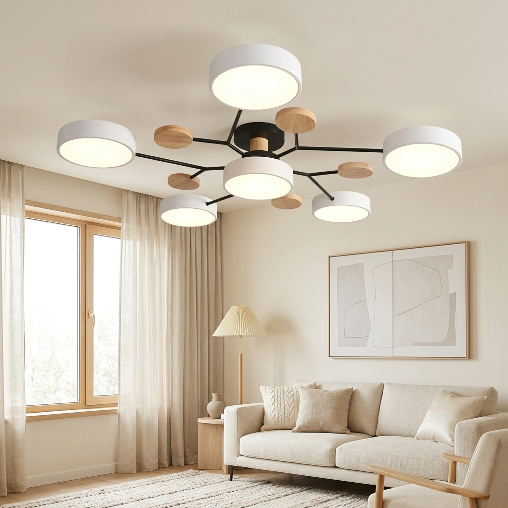 Lampada da Soffitto LED Scandinava Design Moderno Multi Luce per Soggiorno