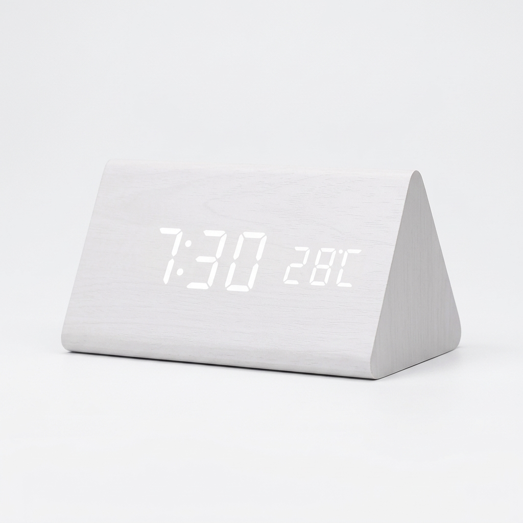 Orologio LED in Legno con Controllo Vocale Sveglia Digitale Moderna Design Minimalista