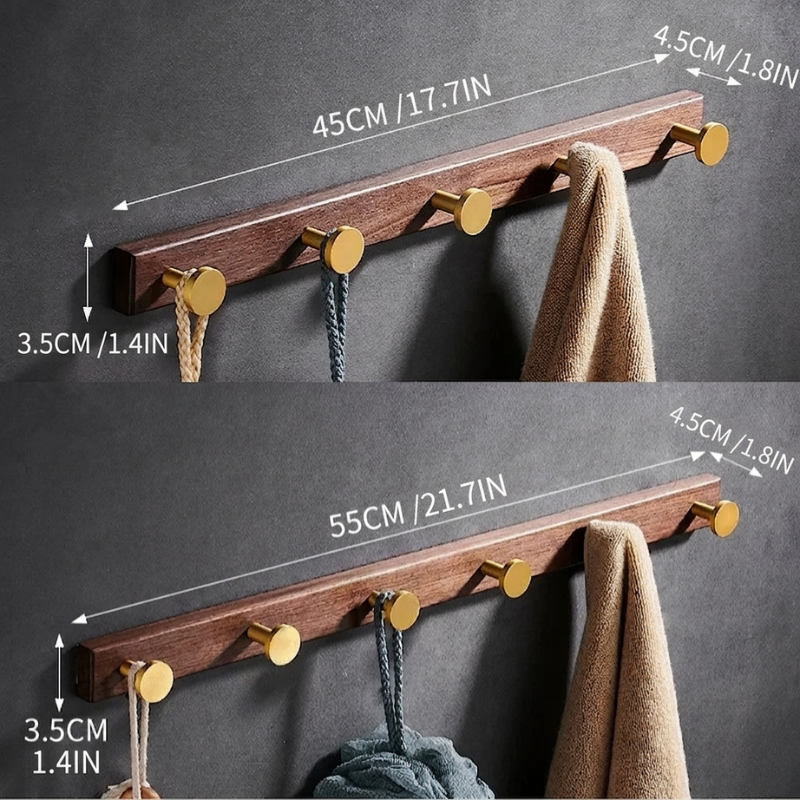 Gancio per Accappatoio in Legno e Alluminio, Appendino Multiuso per Asciugamani e Vestiti