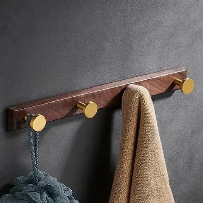 Gancio per Accappatoio in Legno e Alluminio, Appendino Multiuso per Asciugamani e Vestiti