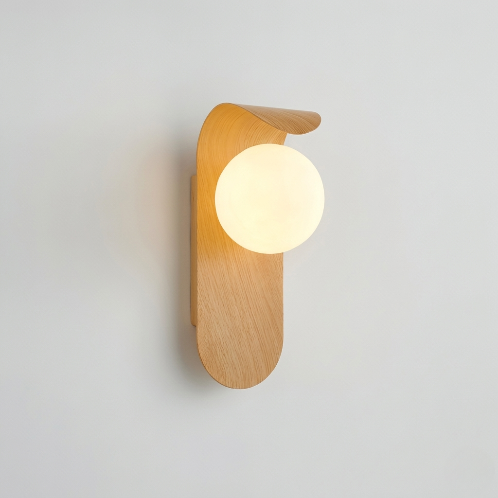 Applique Legno LED Globo Lampada Parete Scandinava