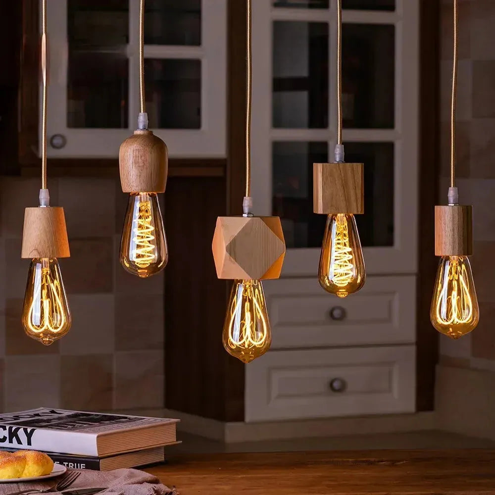 WoodGlow Light - Lampada a sospensione in legno commerciale italiana