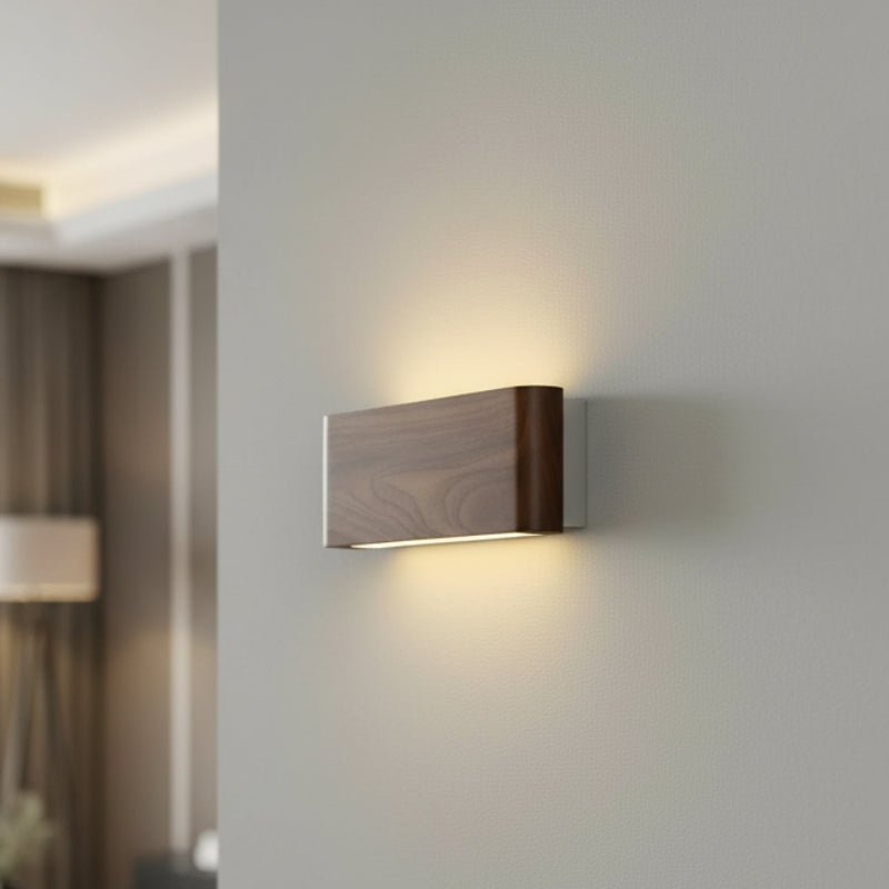 WOODLUX LED – lampada da parete in legno moderno con 3 modalità di colore