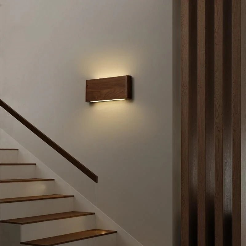 WOODLUX LED – lampada da parete in legno moderno con 3 modalità di colore