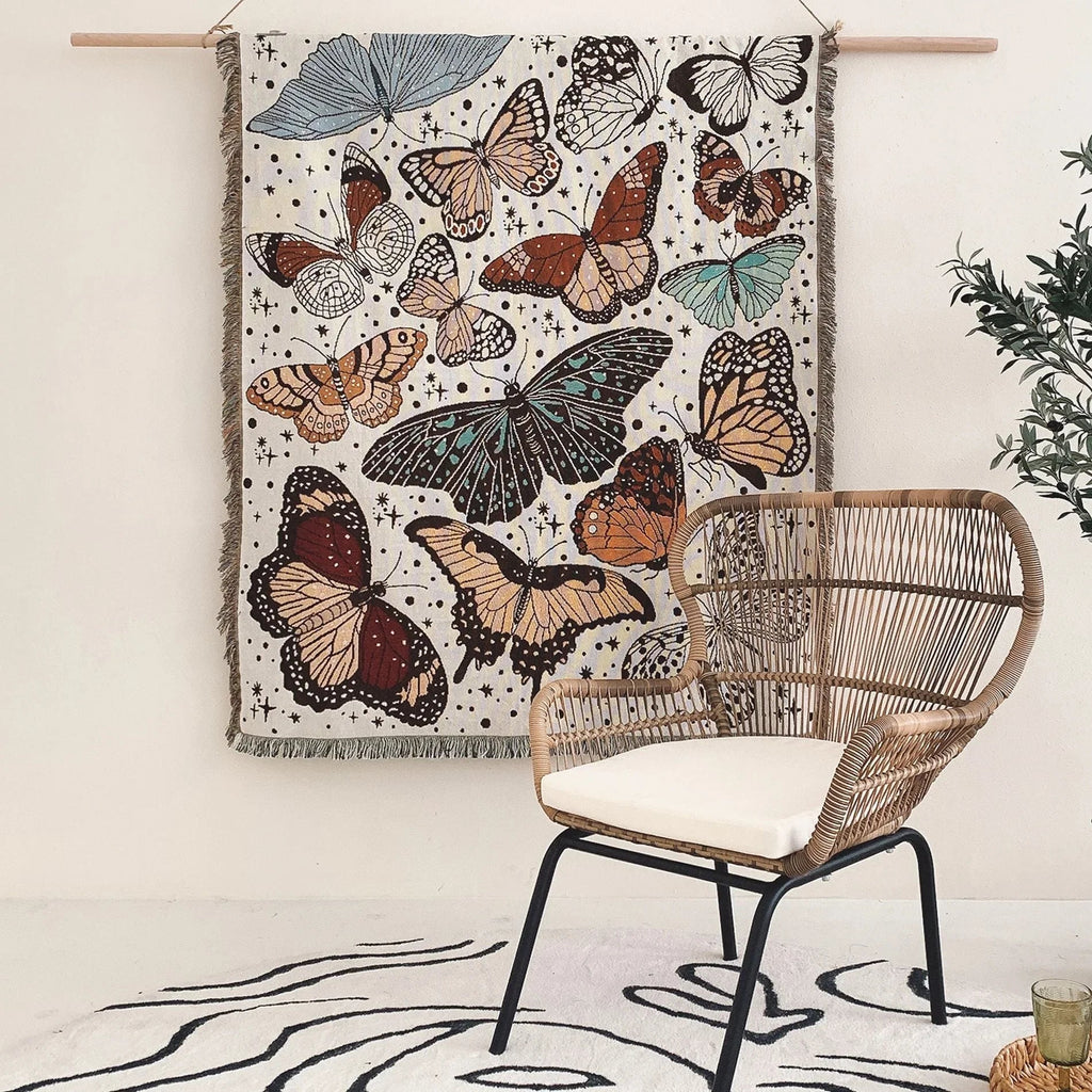 Coperta Woven Boho Farfalla